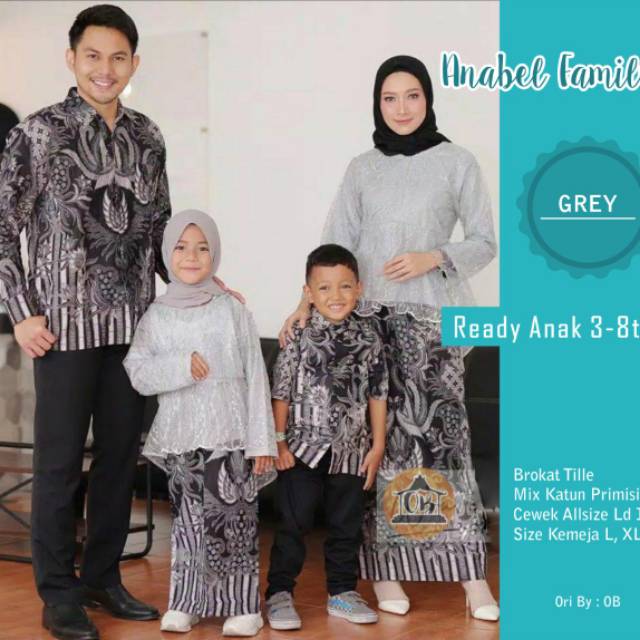 Baju Family Annabel Pinguin - Cople brukat - Baju batik Cople Keluarga - Cople Brukat Tille Mutiara