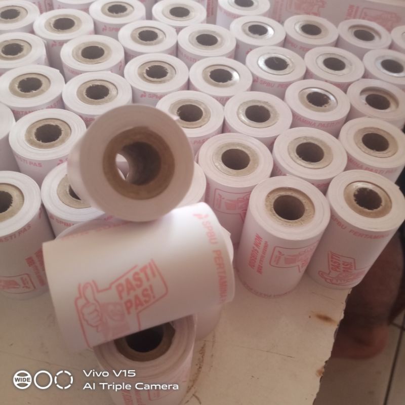 

KERTAS STRUK TERMAL EDC LOGO SPBU/PASTI PAS UKURAN 58/57X40 paket 1pak isi 10roll