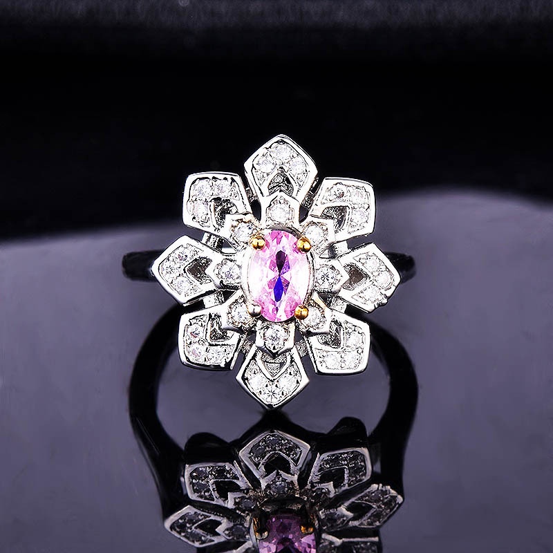 Fashion Luxury Yellow Diamond Snowflake Ring Open Ring