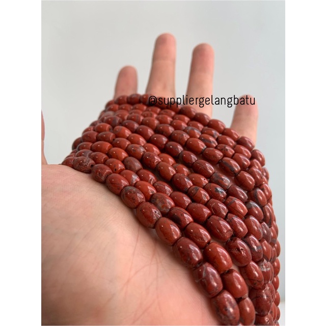 bahan renceng batu agate tabung coklat 6mm dark brown natural serat