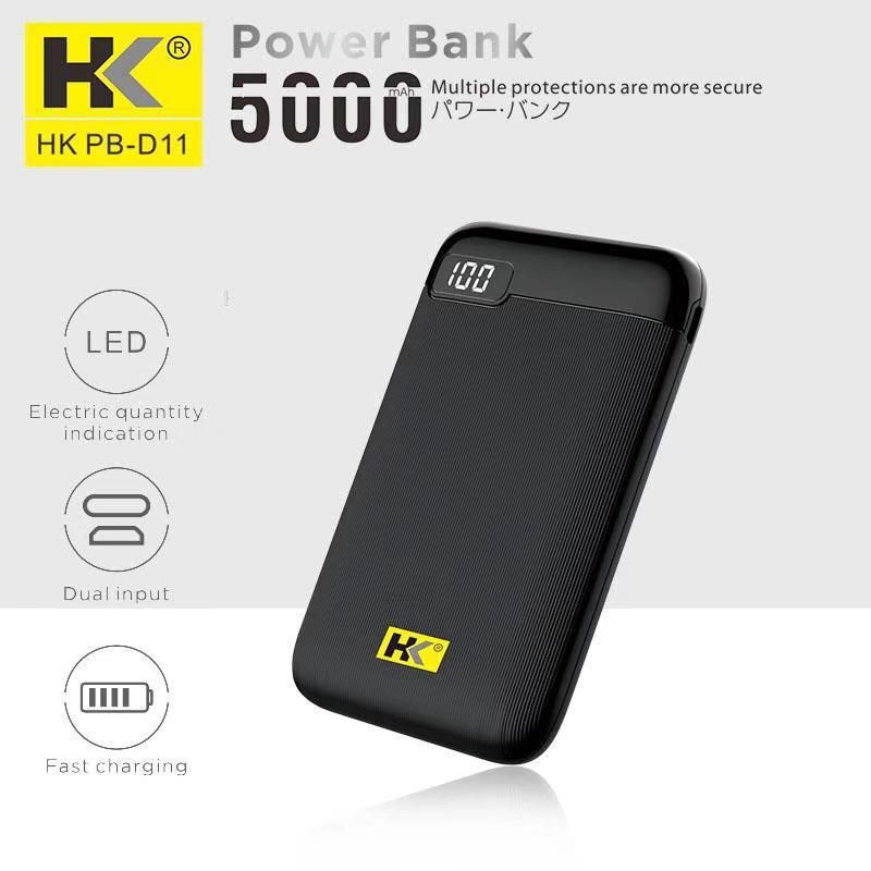 Powerbank HK 5000mAh LCD + kabel micro usb power bank Fast Charge Real Capacity 5000mAh fast charging slim tipis 2usb