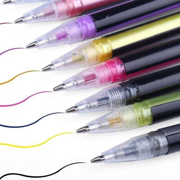 

[KODE KQFLY] PULPEN GEL NEON GLITER WARNA WARNI (12 PCS)