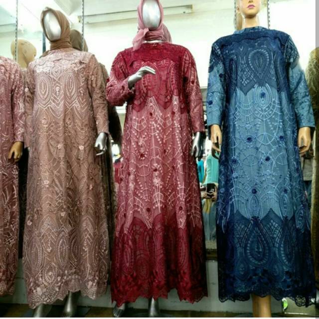 Gamis pesta brokat/gaun pesta muslim/dress brokat