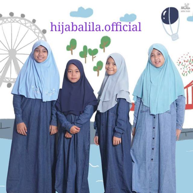AlilaKids  GAMIS DENIM ANAK By Alila Kids Model Gamis Hari Dan Model Dress Pocket syari anak
