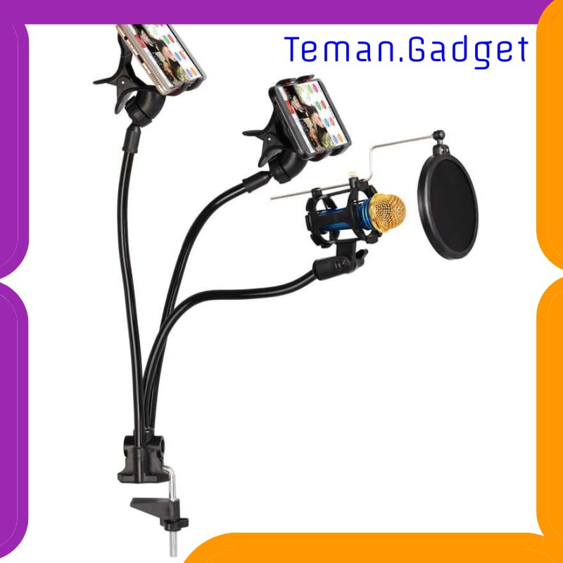 TG-BD098 Fleksibel Stand Mikrofon &amp; 2 x Lazypod Smartphone Holder - KH-28
