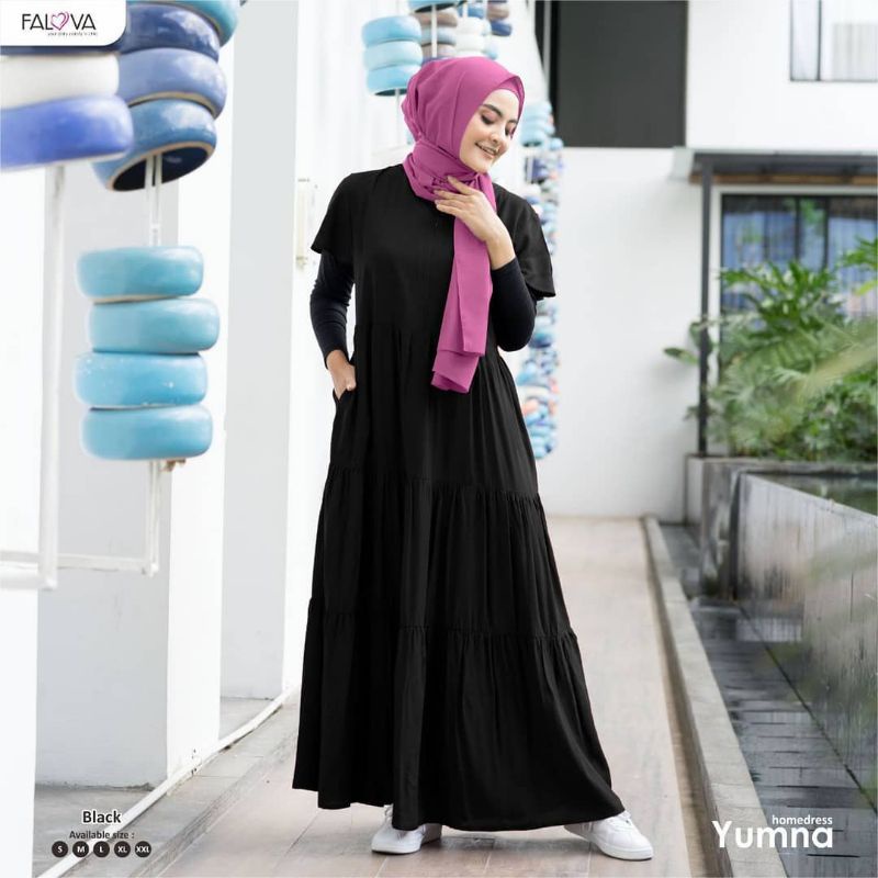 Home Dress Yumna by Falova bahan Rayon Premium Lengan Pendek