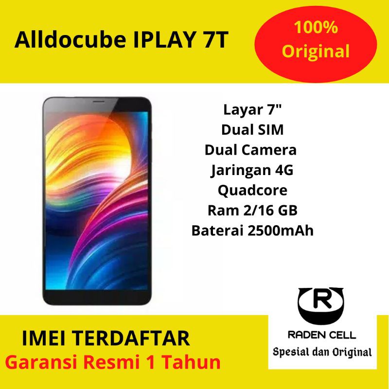 Alldocube IPLAY 7T Ram 2/16 GB Tablet Android 4G LTE Tab 4G LTE Murah Tablet 4G Garansi Resmi