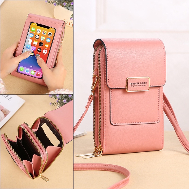 Tas Selempang Kulit Wanita Dompet Hp Cewek Touchscreen Mini Bag LN L081