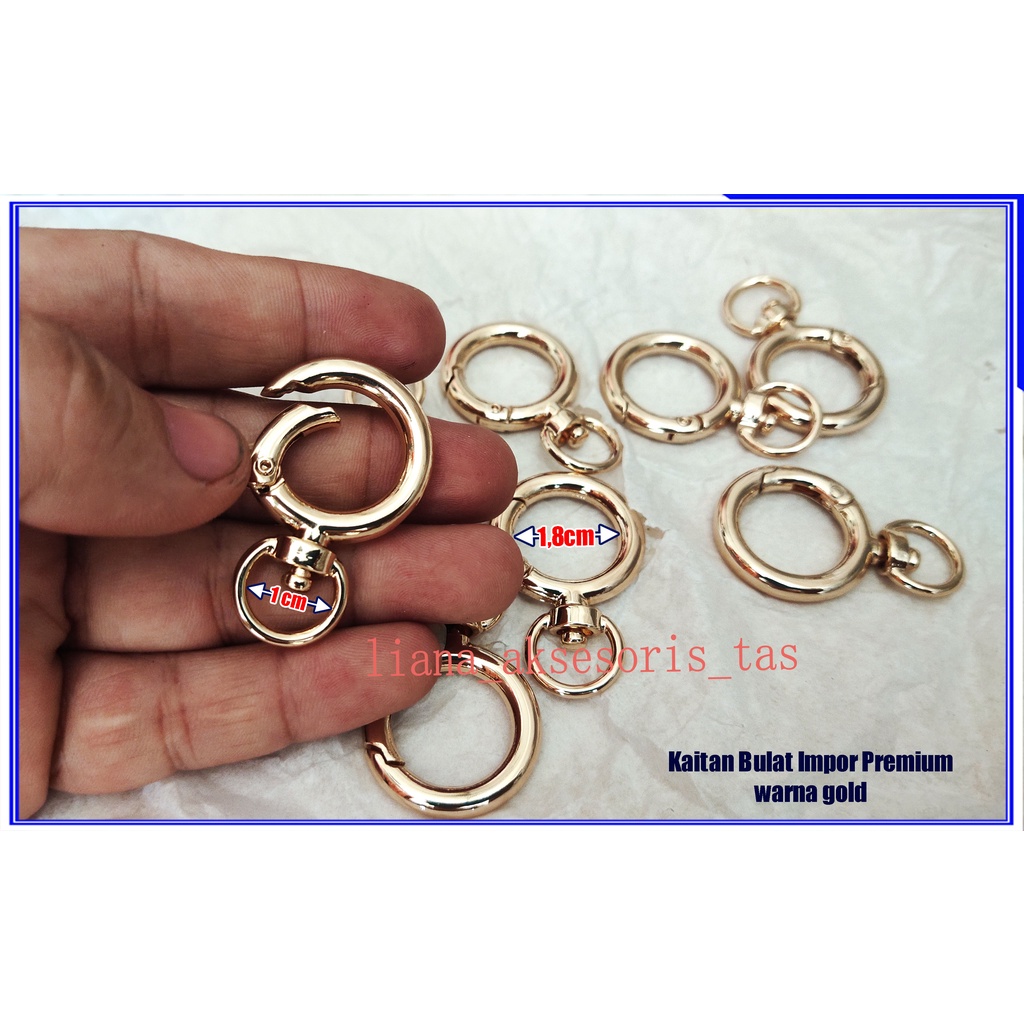-AKSESORIS TAS FASHION WANITA RING KAITAN TAS BUKA TUTUP TEBAL UKURAN 1 CM IMPOR PREMIUM WARNA GOLD 