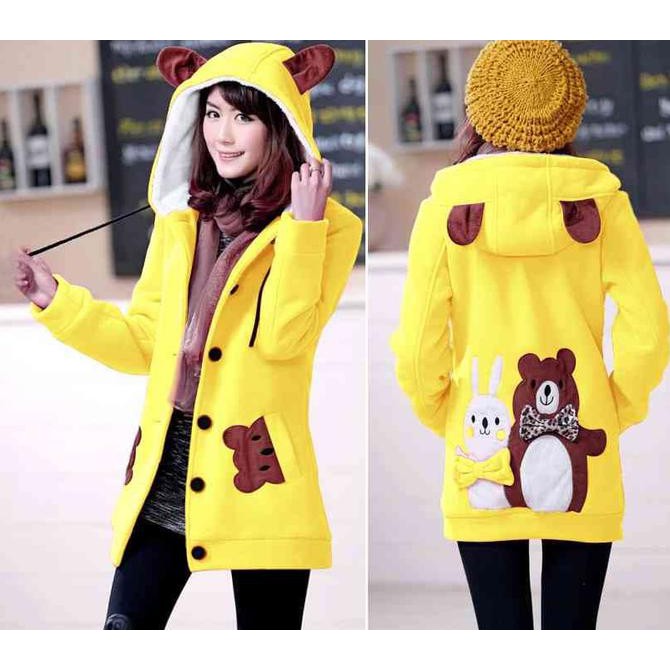 JAKET FUNNY KUNING LO JAKET WANITA BABYTERRY KUNING BEST QUALITY