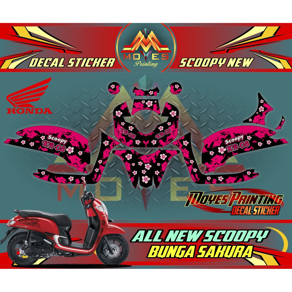 DECAL SCOOPY NEW - STICKER HONDA ALL NEW SCOOPY FI - Motif Bunga Sakura