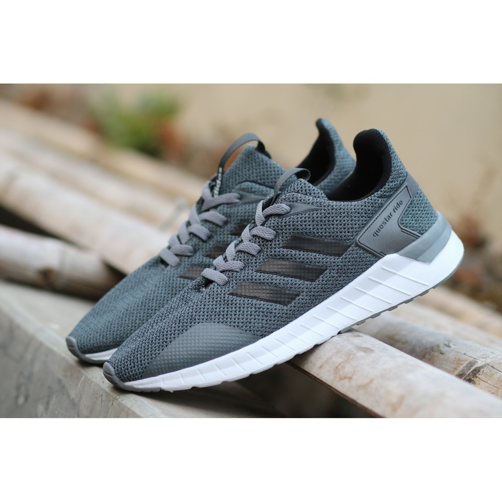 SEPATU ADIDAS QUESTAR RIDE GREY OLAHRAGA LARI RUNNING SPORT SNEAKERS CASUAL SEKOLAH KETS JOGGING AD