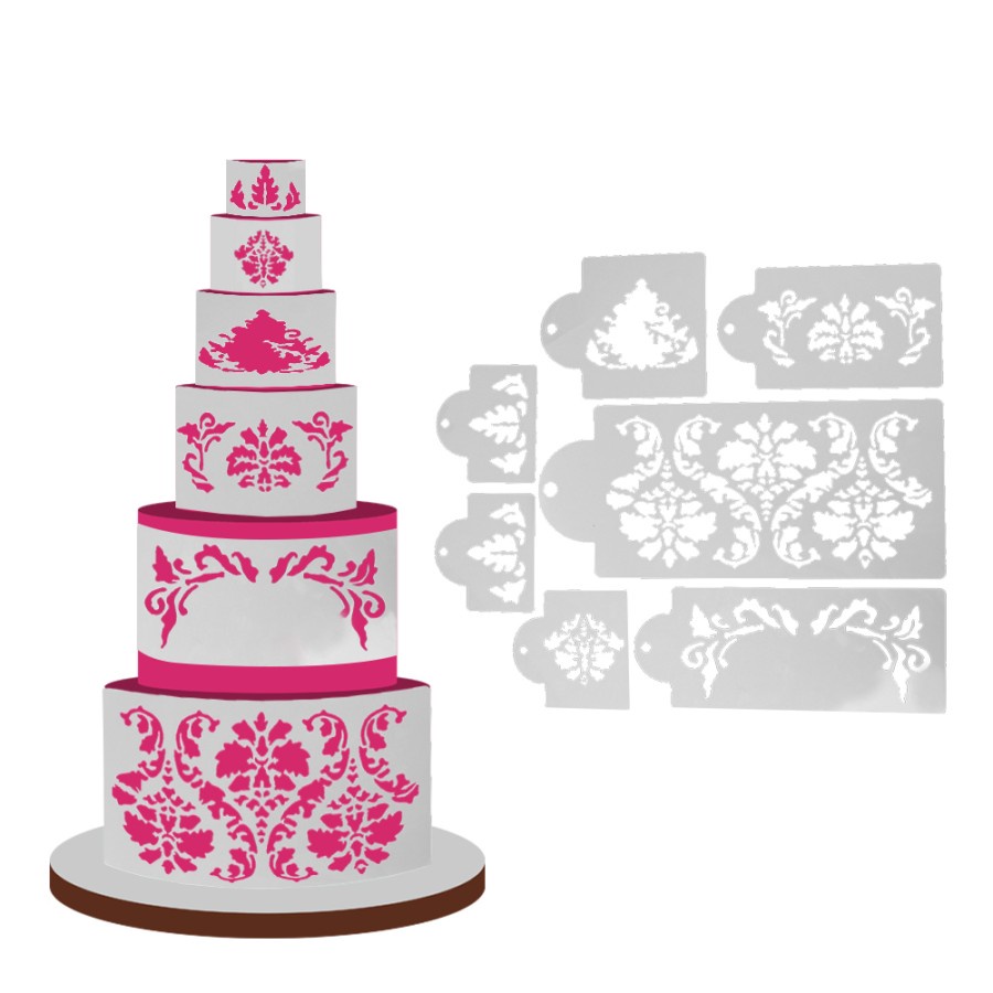 Plastic Stencil - Stensil Dekorasi Cake Motif Lace Flower (7pcs)