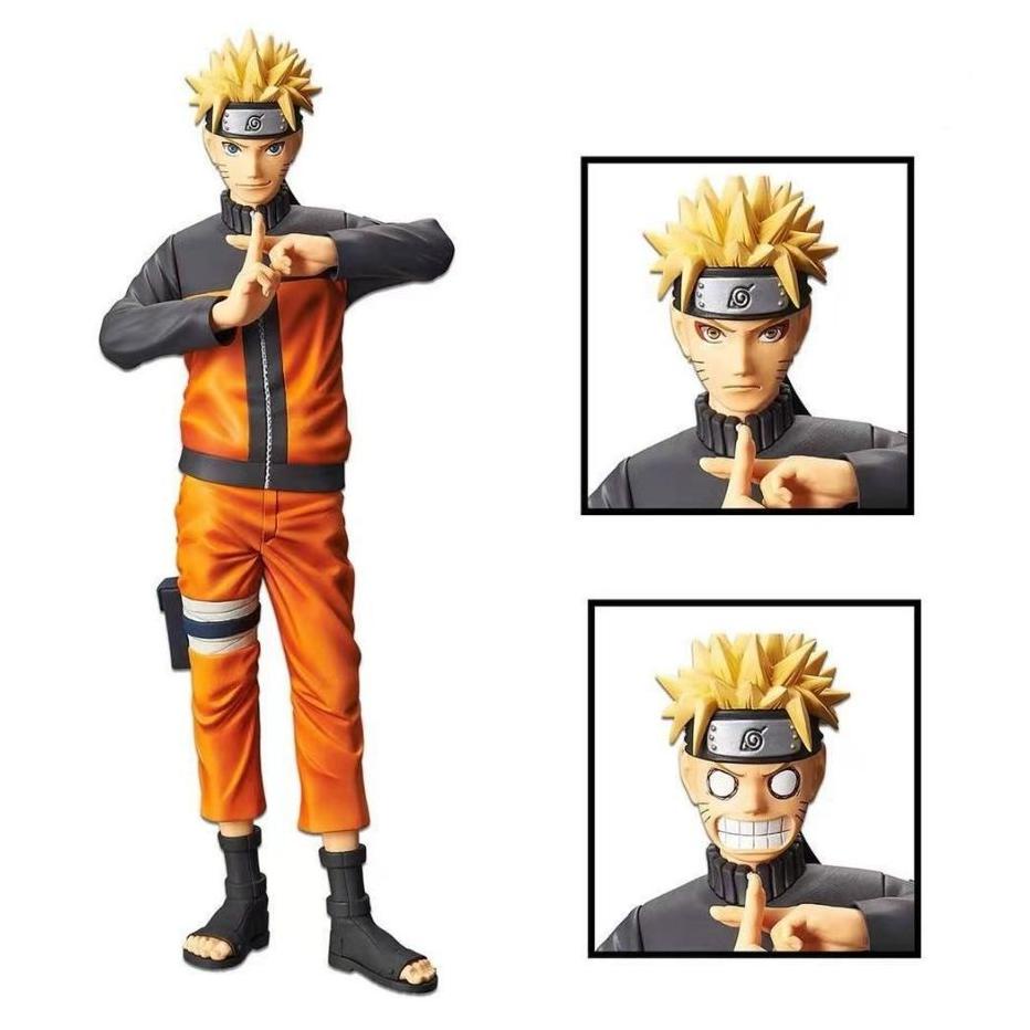 Image of Action Figure Naruto Uzumaki Sasuke Kakashi Tiga Wajah Dapat Diganti #0