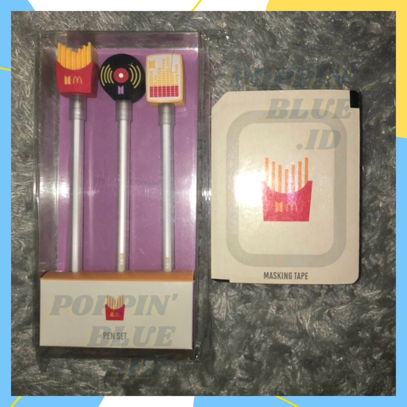 ‼️SALE BTS x McD Pen Set & Logo Masking Tape | Official Pulpen BTSxMacDonald