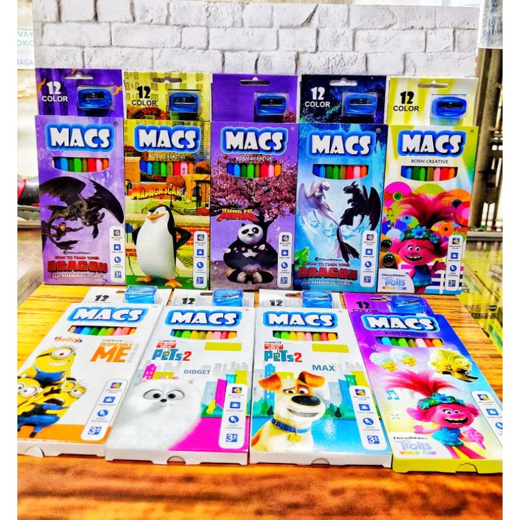 

Color Pensil / Pensil Warna Macs 12 warna Panjang (Bonus rautan)