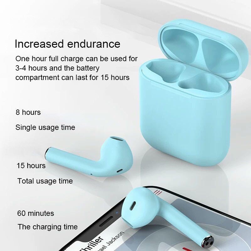 Headset Bluetooth inpods  i12 TWS Wireless Earphone  Bluetooth Earbuds Matte Macaron Android IOS