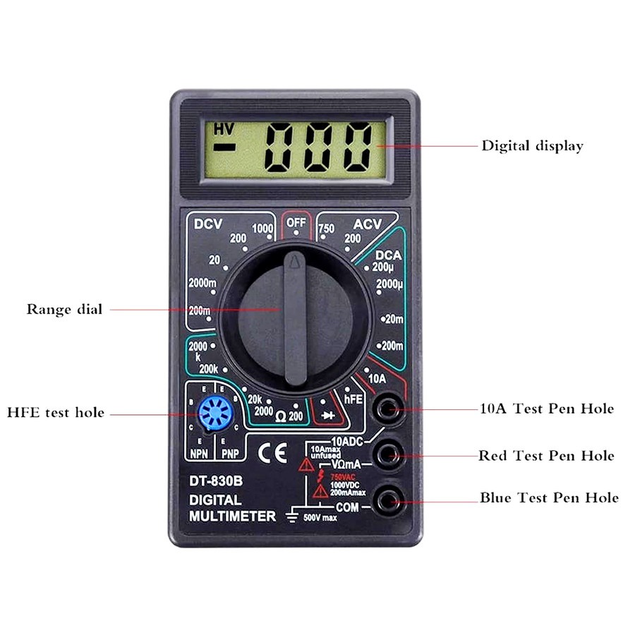 MULTIMETER AVOMETER MULTITESTER DIGITAL DT-830B DT830B