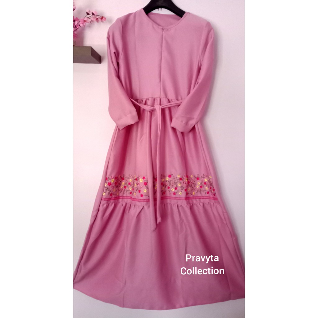 Gamis Bordir Ayunda / Dress Moscrepe