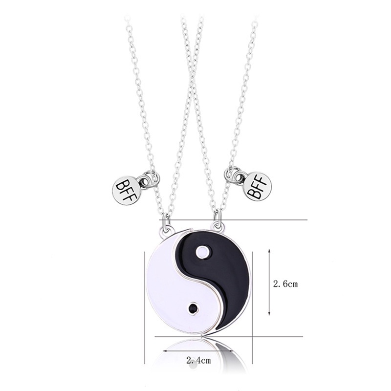 2pcs / Set Kalung Rantai Liontin Yin Yang Bff Untuk Pasangan