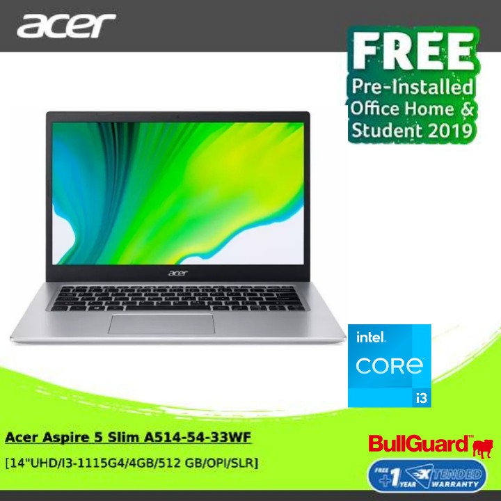 ACER A514-54-33WF [14"UHD/I3-1115G4/4GB/512/SIL] NX.A23SN.002