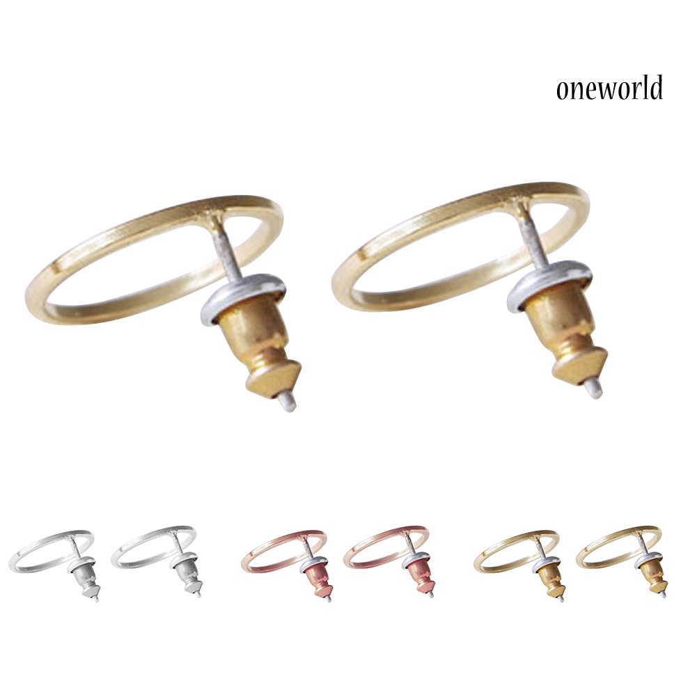 OW@ Fashion Simple Hollow Circle Charm Ear Stud Earrings Women Party Jewelry Gift