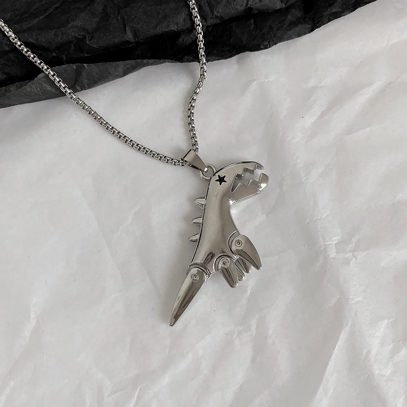 Kalung Rantai Liontin Dinosaurus Bahan Titanium Steel Untuk Pria Dan Wanita