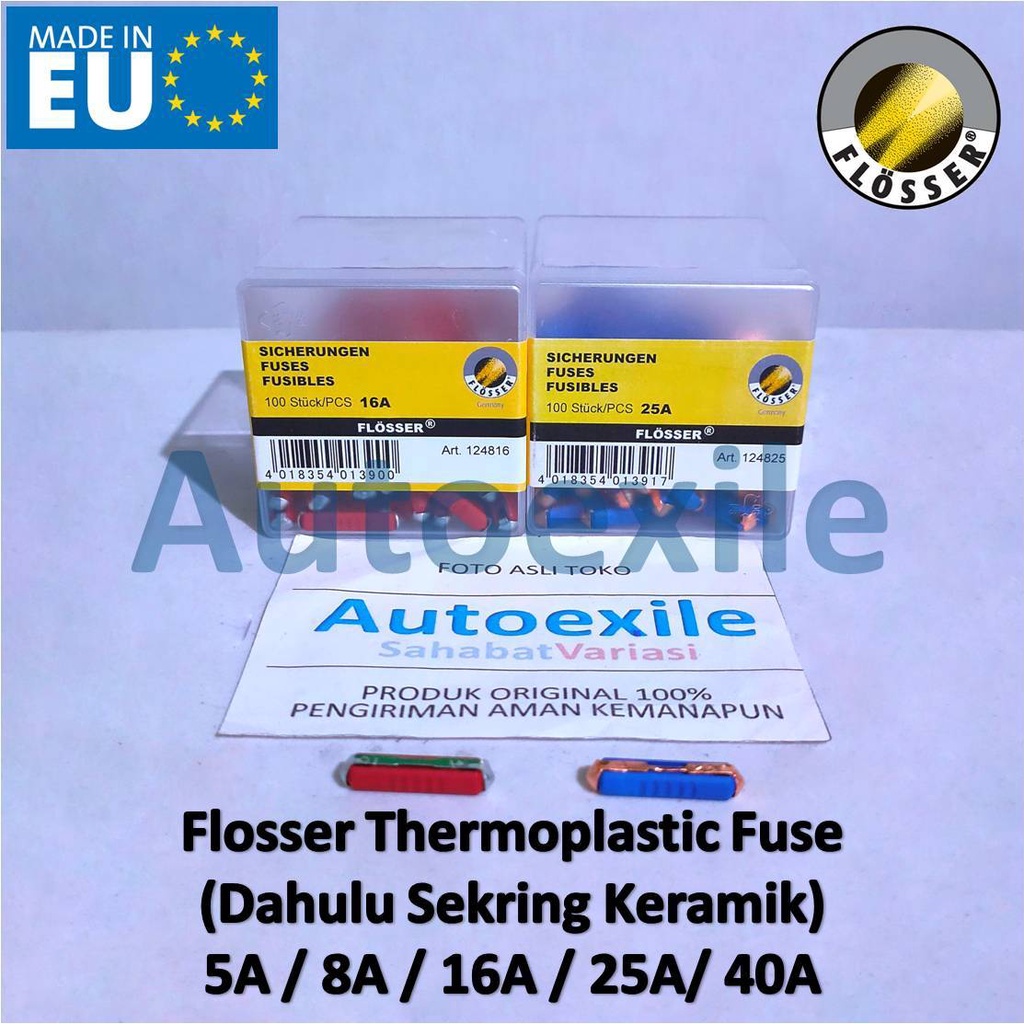 Flosser Sekring Batu Termoplastik Panjang 25mm Fuse 5A 8A 16A 25A 40A Thermoplastic Batang Fuses Dah