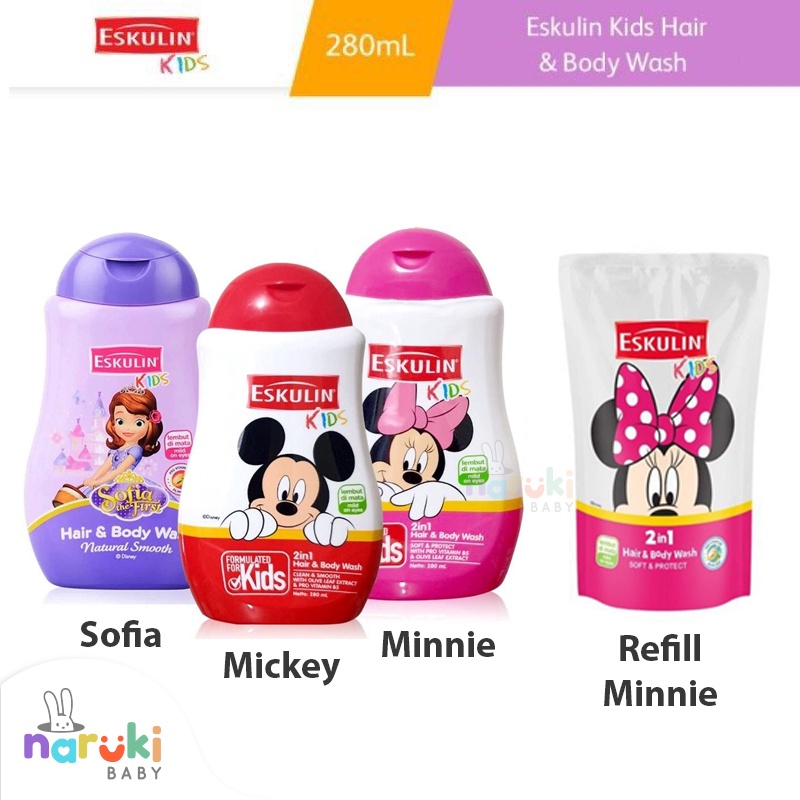 Eskulin Kids Hair and Body Wash 280ml Shampoo &amp; Sabun Anak