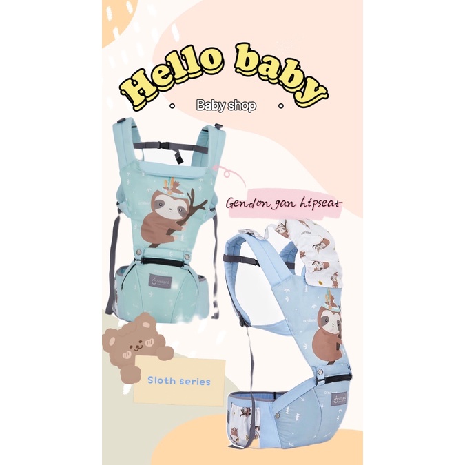 Omiland Gendongan Bayi Depan Model Hipseat Bisa 6 Posisi Sloth Series / Baby Carrier Hipseat Casual