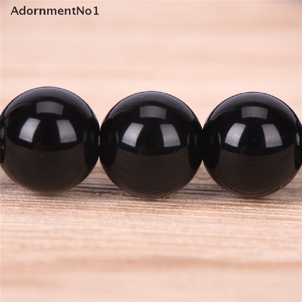 (AdornmentNo1) Gelang Tangan Manik-Manik Batu Agate Tourmaline Hitam Matte Elastis Untuk Pria / Yoga