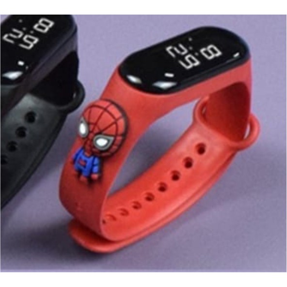 Jam Tangan Anak LED Digital display Elektronik Motif karakter kartun Lucu Murah-Spider Merah