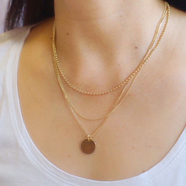 Ark.co - Latona Layer Necklace kalung rantai tumpuk disc koin