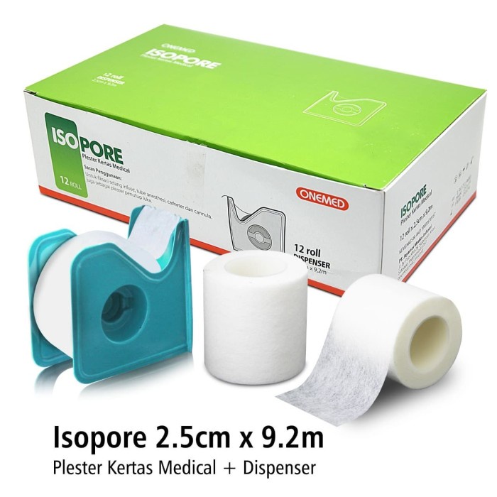 Isopore 2.5cm x 9.2m Plus Dispenser Onemed Plester Kertas Medical- Copy(1) OJ2