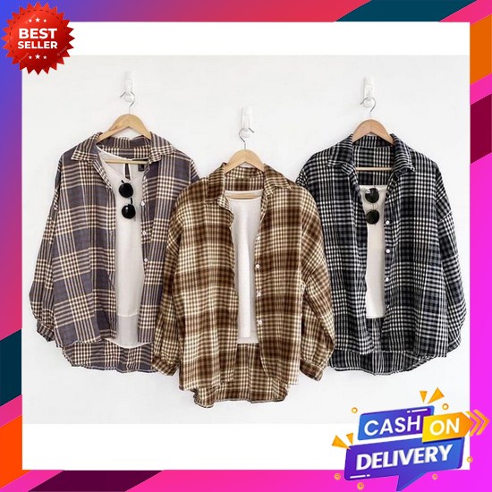 Refana Bluse Wanita Lengan Panjang Kerut Kekinian Korean Style Polos Kombinasi Rempel Bahu Terbaru 2