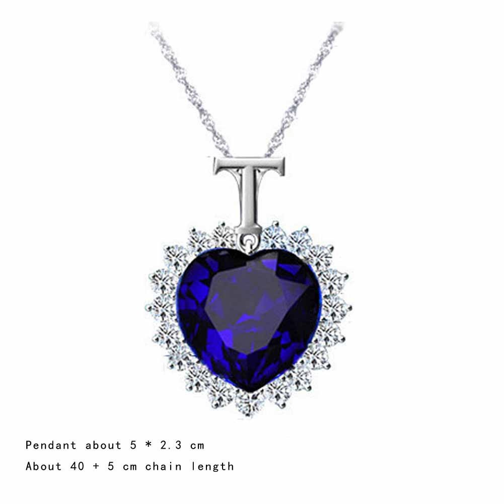 Women Fashion Blue Crystal Pendant Necklace Fashion Classic Jewelry