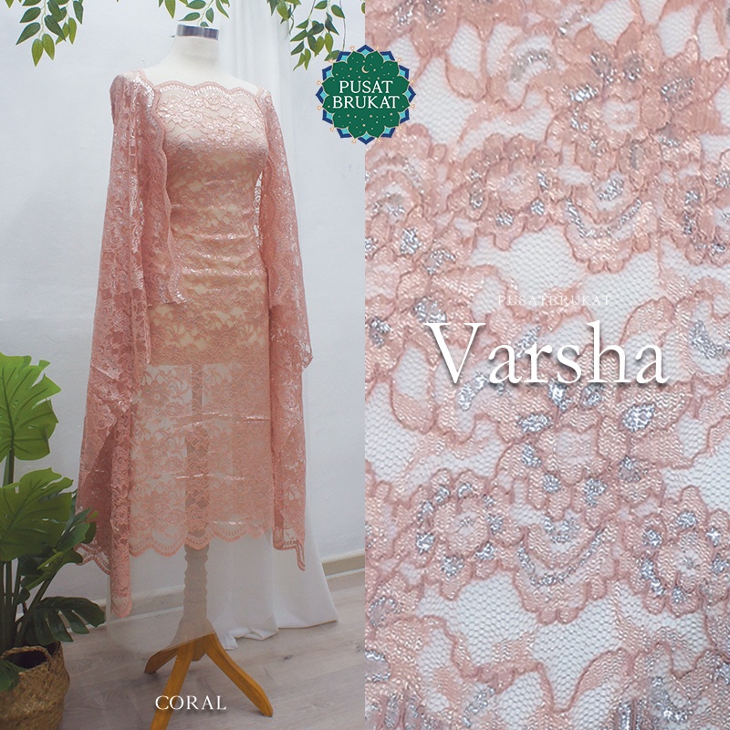 KAIN BRUKAT CORNELI / BAHAN KEBAYA BROKAT CORD CORNELLY METALIK VARSHA - LP 1315 CORD TON -  [harga per 0.5m]