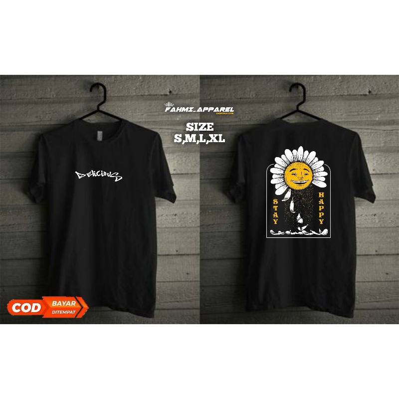 Kaos Distro Dewasa Bunga Mawar Putih Motif/Tshirt Motif Bunga/Baju Dewasa/T-shirt Dewasa