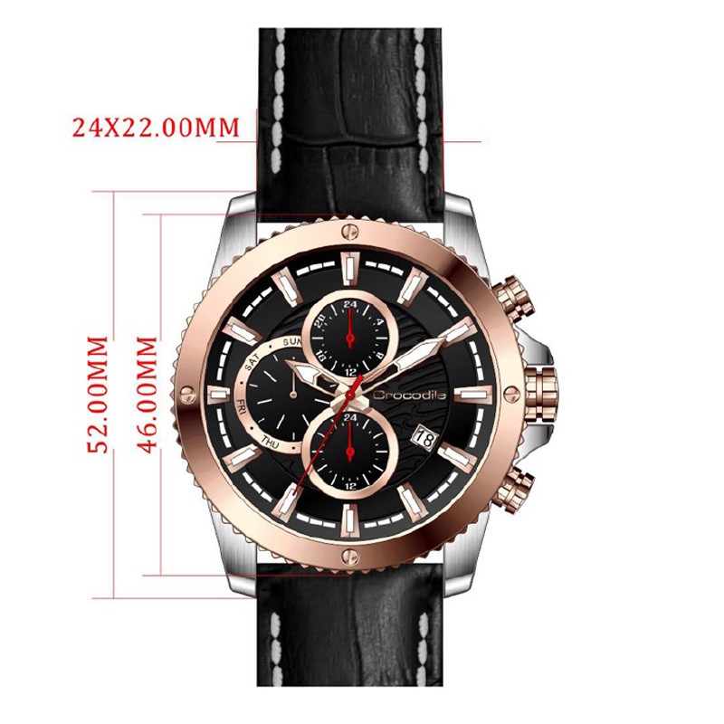 Crocodile CM-013A24B Jam Tangan Pria - Silver Black Ring Rosegold