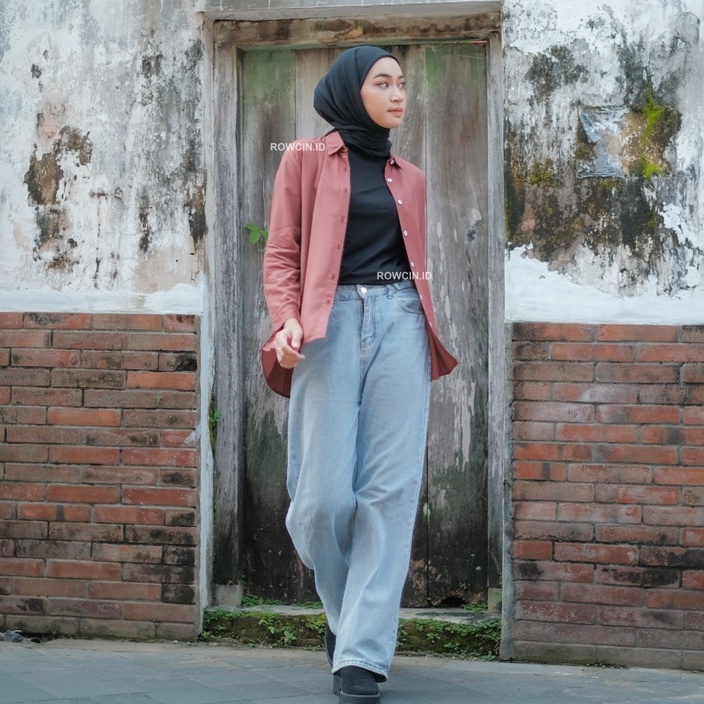 KEMEJA WANITA POLOS LENGAN PANJANG WANITA KATUN RAYON LONG SHIRT ORGANIK-6