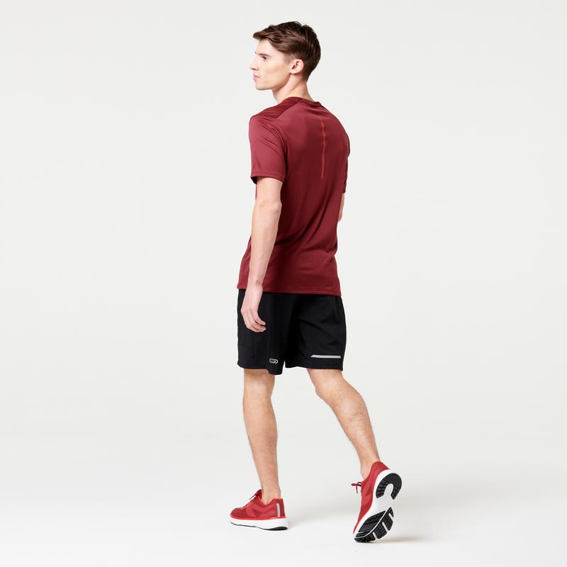 KALENJI Run Dry+ Kaos T-Shirt Olahraga Lari Pria Quickdry Original - Burgundy