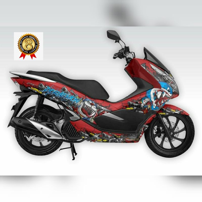 Decal Honda PCX Full body Doraemon zombie variasi merah #stiker888
