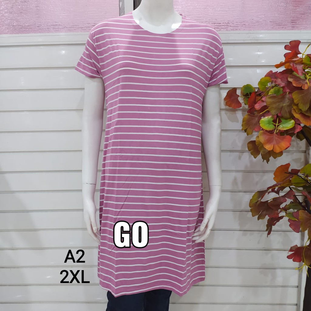 gof DS-2 LMN DRESS/DASTER Wanita Casual Salur Pakaian Perempuan Lengan Pendek