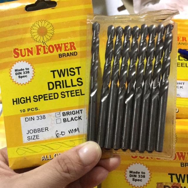 Mata Bor Besi SUN FLOWER 6mm - Hss Twist Drill Bit 6mm Bunga (1 pcs)