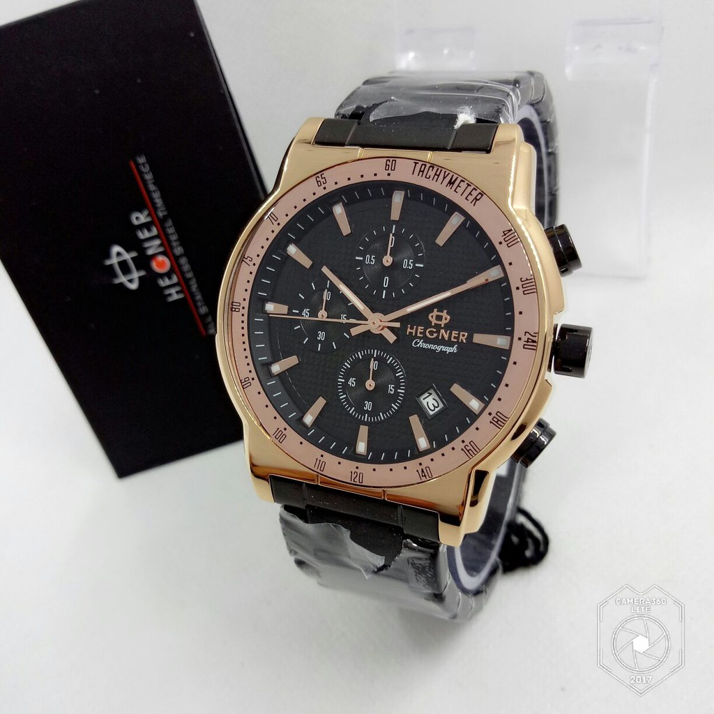 Hegner Original HGR408 - Jam Tangan Murah Pria- Stainless Strap - Chronograph