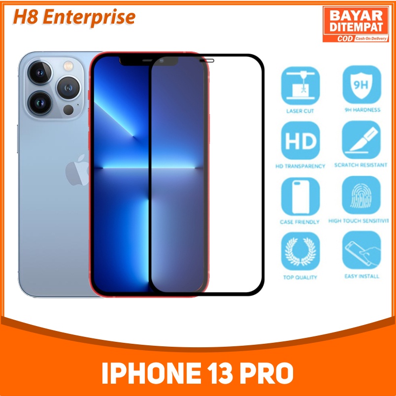 TEMPERED GLASS 9D FOR Iphone 13 Pro FULL COVERAGE FULL LEM NO PELANGI NO GELEMBUNG UDARA