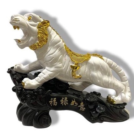 patung macan harimau putih rejeki uk 19 inch