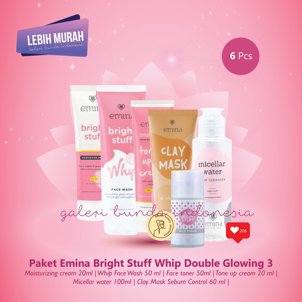 Paket Emina Bright Stuff Whip Double Glowing 3