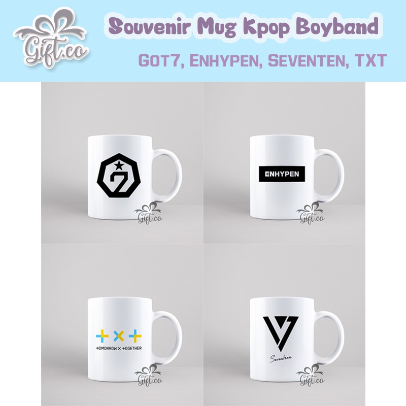 Souvenir Mug /Gelas Kpop Boyband Korea - Idol Logo - GOT7 Enhypen TXT Seventeen