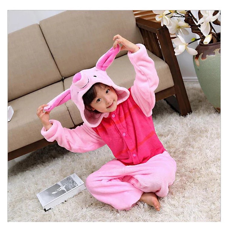 BAJU ONESIE KOSTUM PIGLET WINNIE THE POOH PIG BABI PIYAMA TIDUR ANAK COSPLAY KIGURUMI